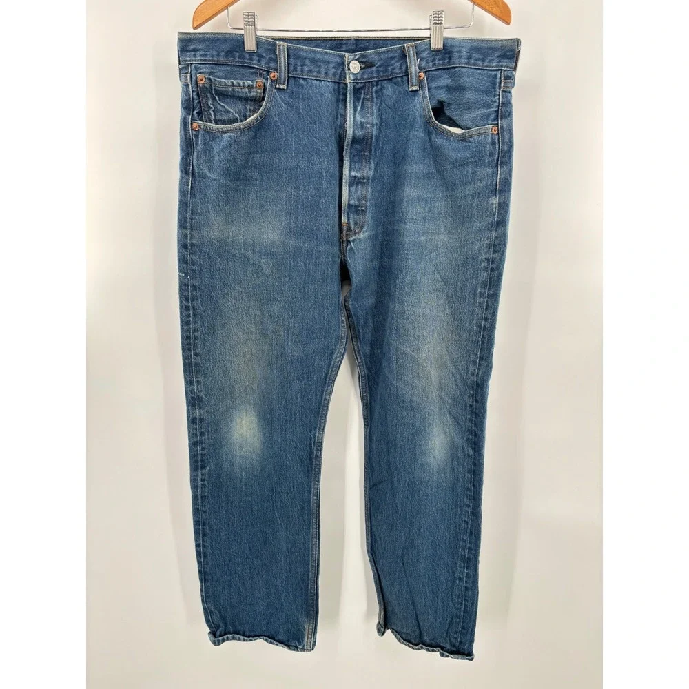 Levis 501 Men's 38x33 Y2K Era 2000's Light Distress Faded Skater / grungey Wash